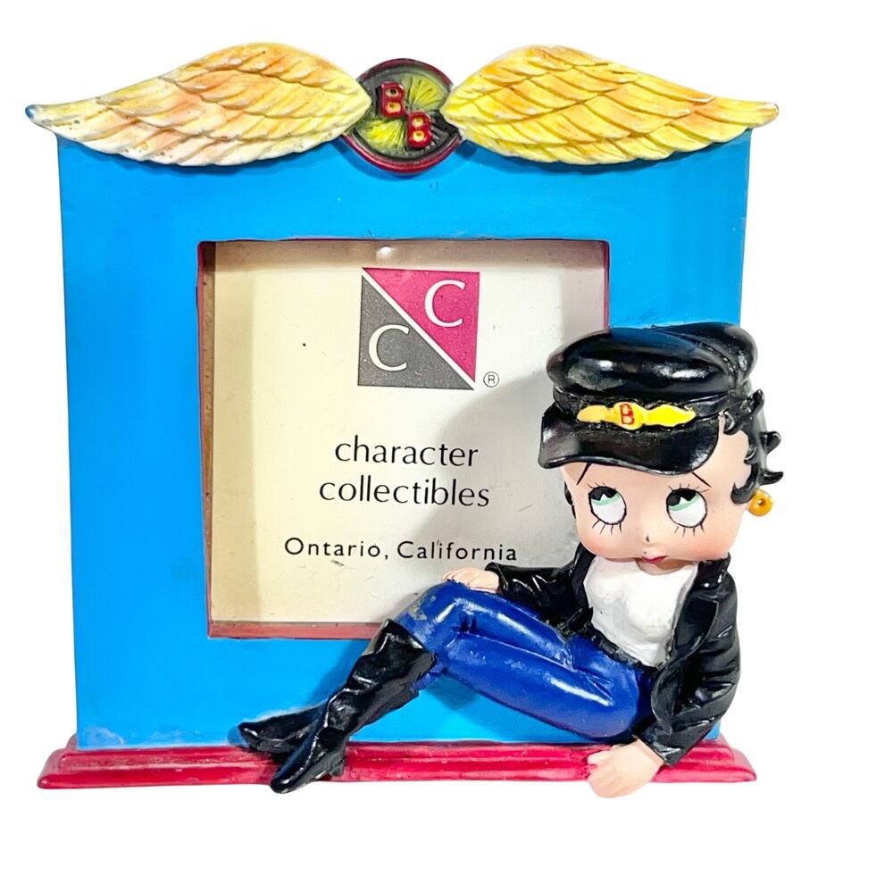 Vintage Betty Boop Biker Picture Frame For Your 1.5 x 1.5" Blue
